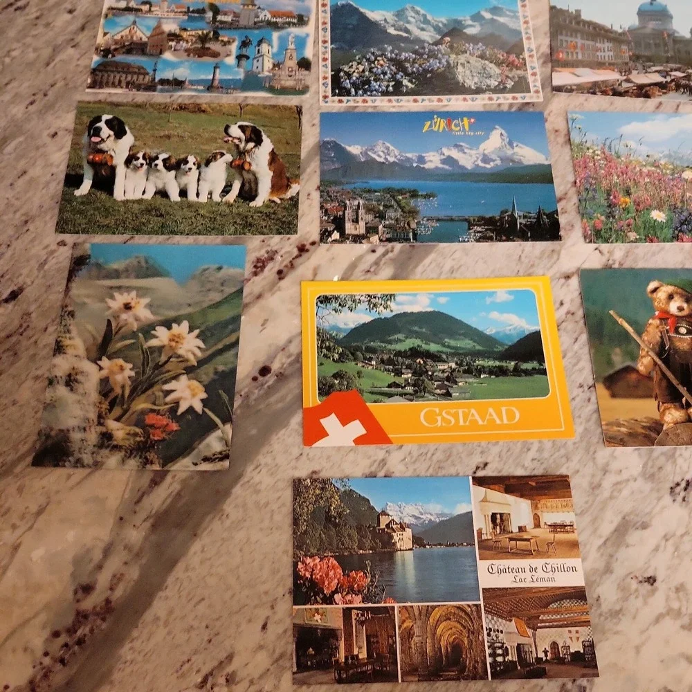 Lot of 10 Vintage Switzerland Postcards Zurich Gstaad Alps Unused Souvenir